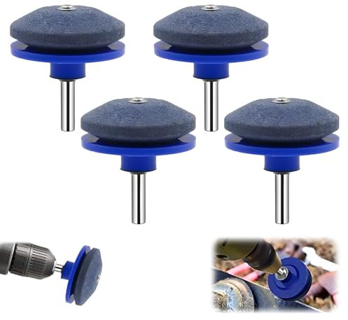 SIGANDG Schärfer für stumpfe Klingen von Rasenmähern Messerschärfer Rasenmäher Messerschärfer Rasenmäher für jede elektrische Handbohrmaschine und Gartengeräte(Blau 4Pcs)