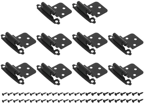 sourcing map 3/8 Cabinet Kitchen Inset Hinges, 10Pcs Self Closing Cupboard Hinges for Face Frame Kitchen Cabinet Door with Screws, Black