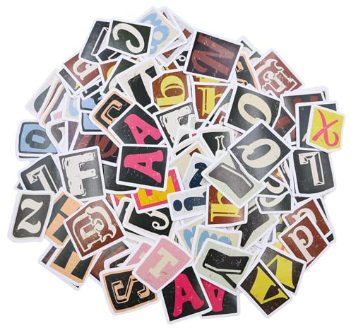 208 Stück Vintage Buchstaben Aufkleber Selbstklebend Wasserdicht Buchstaben Sticker Vinyl Alphabet Aufkleber DIY Scrapbook Stickers für Poster Briefkästen Reisetasche Scrapbooking Laptop Koffer
