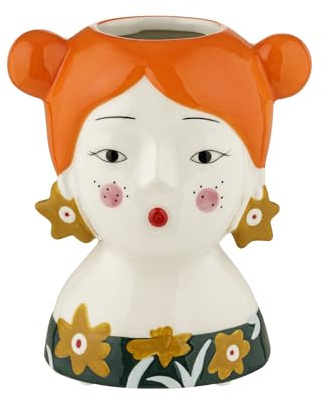 Baroni Home Vaso in Ceramica Dipinto a Mano, Vaso Decorativo Moderno per Interno ed Esterno, per Fiori e Piante, Soprammobile Linea Isotta, 12x8,8x14 cm, Rossa/Piccola