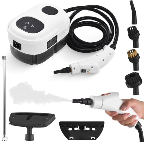 Nettoyeur vapeur multi-surfaces avec 8 accessoires, écran tactile intelligent, 6 niveaux, nettoyage en profondeur réglable avec poignée portable pour vêtements, voiture, vitre, cuisine, cuisine