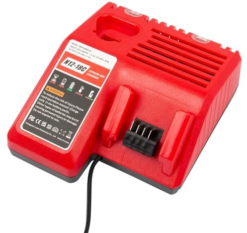 KEATFE M12-M18 Chargeur de rechange rapide pour batterie Milwaukee 12 V et 18 V, chargeur de remplacement à double port pour Milwaukee M12B 48-11-2420 48-11-2402 et batterie 18 V