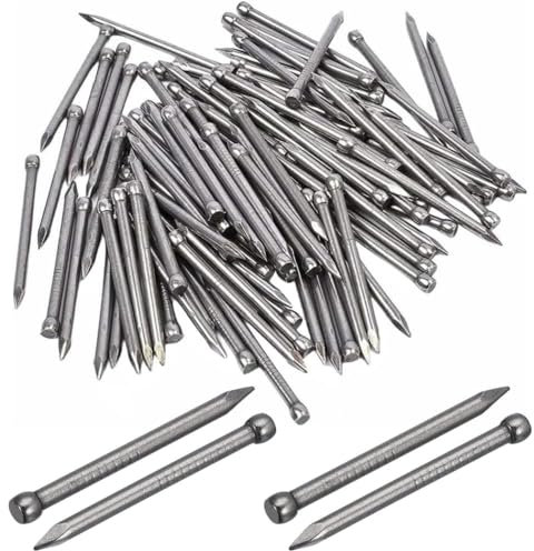 Yajumgato 140-150 Pcs Oval Steel Nails Carbon Steel Panel Pins Bright Finish Round Lost Head Nails Hand Drive 30 mm/1.18 Inch Lost Head Nail