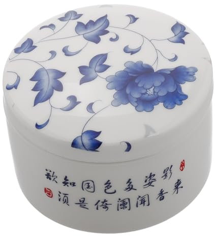 jojofuny Blau-weißes Keramik Ink Dish Mit Deckel Für Kalligraphie Und Zeichenzubehör Integriertes Feuchtigkeitscontainer Tintenbehältnis Wasserhaltendes Desktop-tintentablett Für Pinsel Und