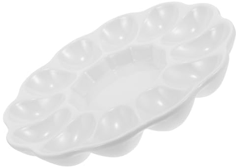 HOLIDYOYO Bandeja para Huevos De CeráMica con Compartimentos para Huevos Rellenos De 8.14X8.14X1.10 Pulgadas para Servir En Reuniones De Pascua Y Catering