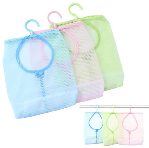FDRJKN 3Pcs Clothes Peg Bag,Multi-Purpose Peg Bag Organizer, Peg Bags for Washing Line with Hanger, Bathroom, and Wardrobe Storage (Pink, Blue, Green)
