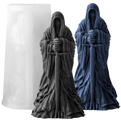 Skull Ghost Cylinder Animal Molds Bear Candle & Resin Mold - Resin Casting Silicone Molds for Home Decor & Candle Making Wave Spiral Mold (ehd-Mirror-Man)