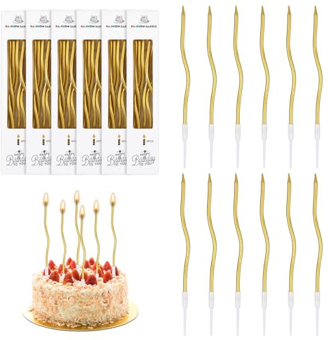 36 Stück Geburtstagskerzen, Gold Spiralkerzen für festliche Anlässe | Kerzen Geburtstag mit Halter, Ideal für festliche Anlässe, von Jung bis Alt Geburtstage, Hochzeiten, Taufe, Abschlussfeiern