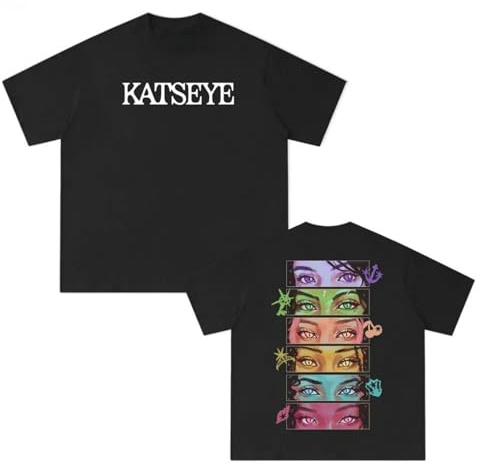 KATSEYE Maglietta Unisex Cotone Moda Maniche Corte Harajuku Stile Hip-Hop Estate Maglietta-Black||x_s