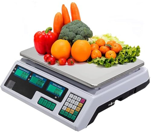 Balances Numériques électroniques De 40 Kg avec Câble De Charge, Balances De Table De Magasin, Balances De Calcul De Prix, Balances De Marché De Fruits Précises pour Le, White, 40kg/2g