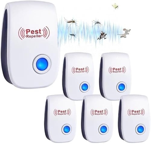 Répulsif Ultrason Anti-Rongeurs Insectes, 6 Pack Ultrason Anti Moustique Ultrason Souris et Rats, Intérieur Répulsif Électronique Insectes Anti Souris, Moustiques, Cafards, Rats, Fourmis, Araignées