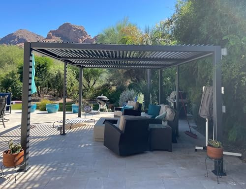 PURPLE LEAF Pergola Bioclimatique Alu 3,5 x 6,35 m Lames Orientables Gris