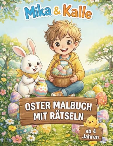 Oster Malbuch mit Rätseln: Abwechslungsreiches Oster-Aktivitätsbuch für Mädchen & Jungen: Mit 27 hochwertigen Malvorlagen und 10 spannenden Rätseln – ... & Kalle. (Die bunte Welt von Mika & Kalle)