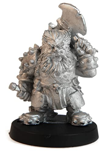 Stonehaven Dwarf Berserker Miniature - 33mm Lead-Free Pewter Figure, 28mm Scale, Unpainted, Made in USA