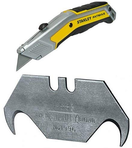 Stanley FMHT0-10288 Coltello Fatmax Exochange + Confezione 10 lame ad Uncino senza Fori, in Dispenser 2-11-983