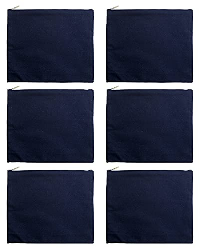 aspire 6er-Pack Baumwoll-Canvas-Make-up-Taschen Navy, 9,5 x 8 Zoll Reißverschlusstasche, Weihnachtsgeschenktüte