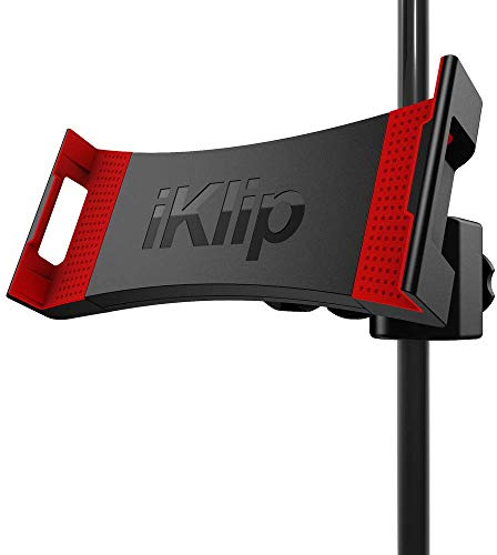 IK Multimedia iKlip 3 - Universalständer auf Mikrofonständer für Tablets von 7 bis 12,9 mit oder ohne Schutz, Zubehör für Mikrofonständer, Befestigungsständer für iPad