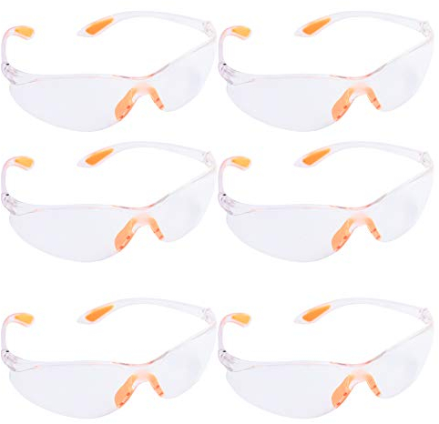 BETOY Safety Glasses withPack of Protective Glasses-Clear Plastic Lenses Anti Fog Scratch Resistant Wrap-Around Lenses and No-Slip Grips UV Protection, Eyeglasses for Eye Protection (6 pcs)