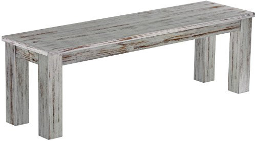 B.R.A.S.I.L.-Möbel Brasilmöbel Sitzbank 140 cm Rio Classico Shabby Eiche Massivholz aus Pinie, Verschiedene Größen & Farben, ideal für Esszimmer & Küche