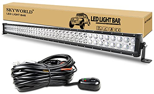 SKYWORLD 240W Gerade LED Lichtleiste 42 Zoll 106 cm LED bar Offroad Arbeitsleuchte Zusatzscheinwerfer Spot Flood Combo Scheinwerfer mit Kabelbaum für Trecker KFZ Bagger SUV UTV ATV Boat Truck