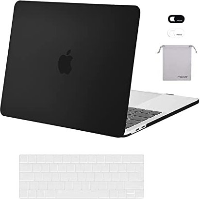 MOSISO Kompatibel mit MacBook Pro 13 Zoll Hülle 2025-2016 M2 M1 A2338 A2289 A2251 A2159 A1989 A1706 A1708, Hartschale für MacBook Pro 13 Hülle&Tastaturschutz&Webcam Abdeckung&Beutel, Schwarz