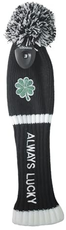 LOXASUM Golfschlägerhauben 1 3 5 Set gestrickt St. Patricks Day Geschenk Original Kleeblatt Bestickt Always Lucky 460cc Driver Wood POM POM