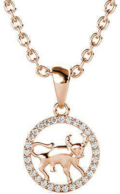 MYC-Paris - Sternzeichen Anhänger - Messing mit 18k Roségold oder Rhodinierung - Hochwertiger österreichischer Kristall - Geburtstagsgeschenk, Muttertag, Weihnachten