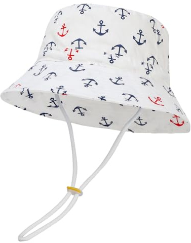 MASOCIO Chapeau Soleil Bebe Enfant Fille Garcon Bob Bébé Garçon Chapeau Ete Réglable Taille 54 Âge 2 3 4 5 6 Ans Blanc