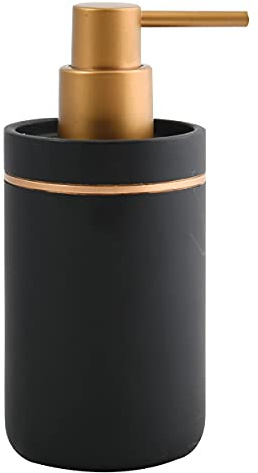 Spirella Tvålpump Bly | med pump | flytande tvåldispenser | polyresin | 300 ml | långvarig och robust | matt svart guld