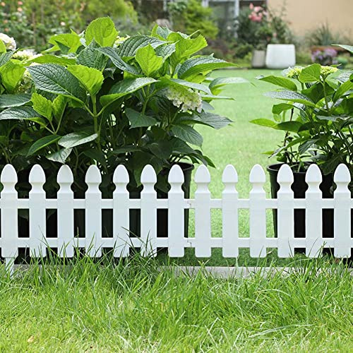 Panel de paisaje deocrativo de valla de jardín blanco, 4 piezas, valla de plástico para césped, parterres de plantas, instalación ligera y fácil