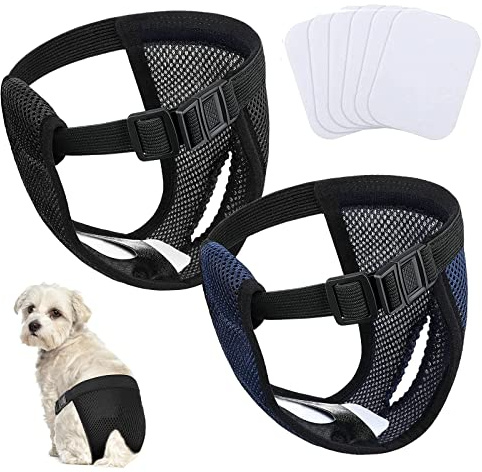 SUpoetry 2 Stück Hundehöschen Läufigkeit, Läufigkeitshose, Höschen für Hunde Läufigkeit, Schutzhose bei Läufigkeit für Hündinnen, mit 6 Damenbinde, für Weibchen Hunde Läufigkeit Schwarz und Blau