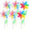 6 Pieces Colorful Rainbow Pinwheel Flower-Style Pinwheels 3D DIY Wind Spinners Wooden Garden Windmill Bird Repellent Pinwheels Garden Lawn Party Decor for Girls Boys