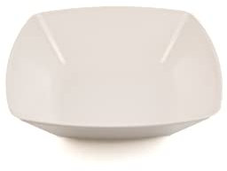 Buzztrove 4 Pack Plastic Bowls 24x24cm White – Reusable Square Serving Bowls – Durable Plastic Pasta, Fruit & Salad Bowls – Lightweight White Party Bowls.