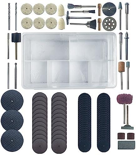 Tilswall Lot de 110 outils rotatifs universels multi-usages compatibles avec les outils multifonctions Dremel, tige de 3,2 mm, kit d'outils rotatifs pour poncer, polir, affûter, percer et graver