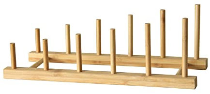 Escurridor de Platos de Madera de bambú, escurridor de Platos de bambú, Soporte de Tapa de Olla para Platos, Platos, Cuencos, Tazas, Tapas de ollas, Tablas de Cortar, Libros