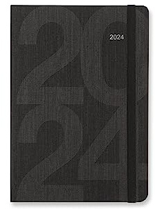 Letts Block Terminplaner 2024, A6 Tag pro Seite, Schwarz