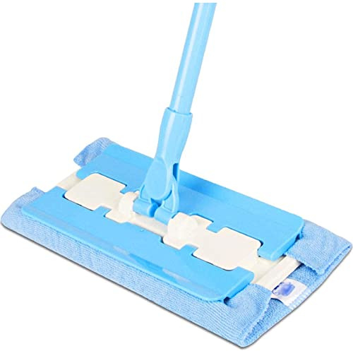 ZUMAHA Waschbar Wischmopp, 360°-Flachmopp, Clip-Handtuch-Bodenwischer, Mikrofaser-Hartholz-Bodenwischer, Handtuch, Tuch, Eisengriff und Verlängerungsschleuderwischer Wischmop