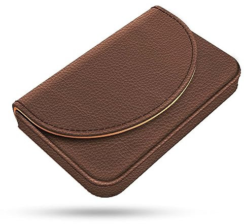xiviers Visitenkartenhalter, PU-Leder Visitenkartenetui Farbdruck Muster Kartenhalter Brieftasche, Taschen Magnetische Kreditkartenhalter für Männer und Frauen, Braun