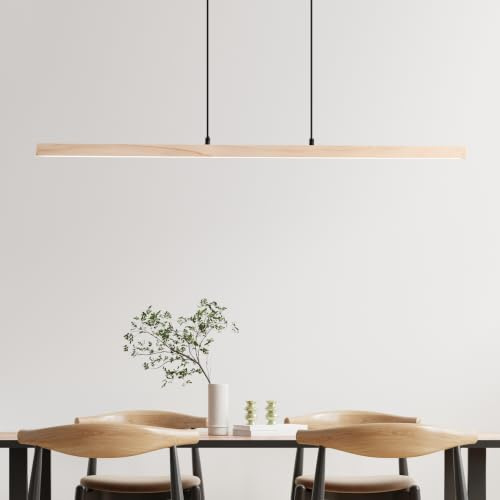 Lightbox LED Hängelampe - 150 cm Höhe x103 cm Breite - moderne | LED Hängelampe | 150 cm Höhe & 103 cm Breite | moderne Pendelleuchte mit Holzrahmen | Lichtfarbe: 3000 K & Helligkeit: 2400