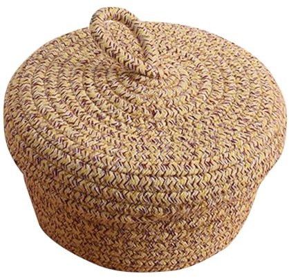 Icegrey Aufbewahrungskorb Baumwolle Strickkorb Dekorative NatüRliche Runden Wasserdichter Aufbewahrungsboxen Organisatoren für Babyzimmer, Schlafzimmer, Wohnzimmer Khaki Small