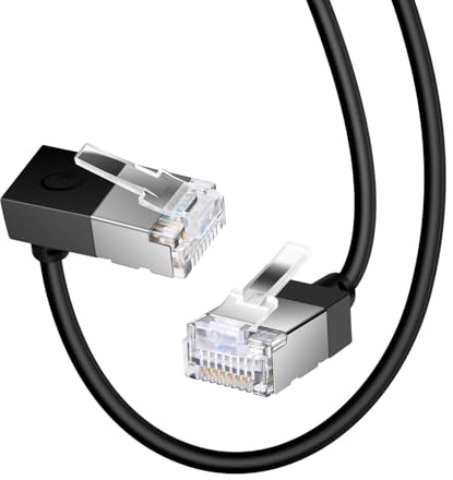 Dutevolns Cavo Cat6A con Angolo 90° verso il Basso 3M, 10Gbps 550Mhz UTP | Cavo Ethernet Cat6A ad angolo di 90° verso il basso, Cavo Ethernet 90 Gradi, Cavo Rete Angolo, per PC/Router (Nero).