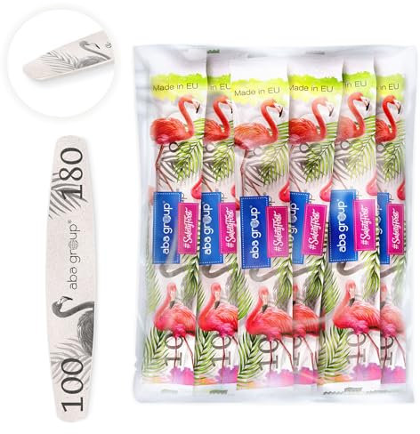 ABA GROUP Nagelfeilen 100/180 Ellipse Slim Flamingo Professionell, 100 Stück