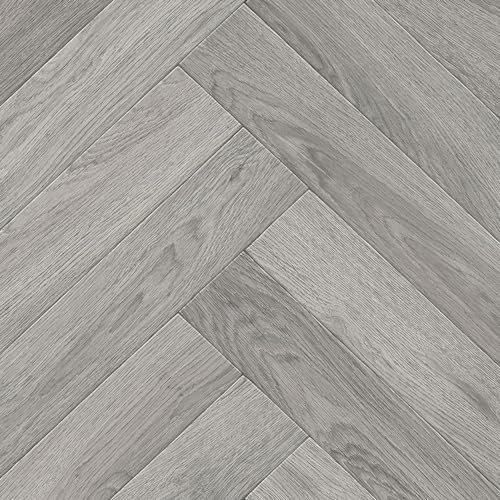 Herringbone Pattern Grey Wood Effect Vinyl Flooring For LivingRoom, Hallways, Kitchen, 2.8mm Vinyl Sheet-5m(16'4) X 3m(9'9)-15m²