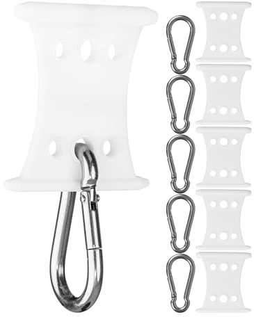 Markisenhaken für Kederschiene, 6 Pack, Weiß, für Kederleisten mit ∅ 5-6mm und ∅ 7-8mm, Set mit 6 x 60mm Edelstahl-Karabiner, Haken Wohnwagen Vorzeltkeder, Kederhaken Camping Markise, Aufhänger Keder