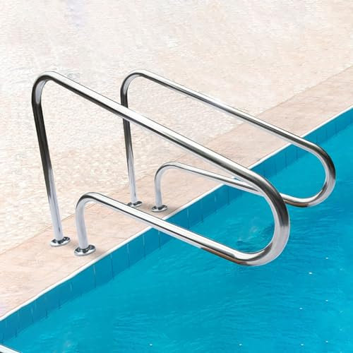 Schwimmbad-Handlauf, 2er-Set, Pool-Handlauf Mit Schnellmontage-Grundplatte, Rücklauf-Deck-Handlauf Aus Edelstahl, Geeignet For Schwimmbäder, Spas, Wasserparks, Rampen (Size : 2pcs-1.2 mm)