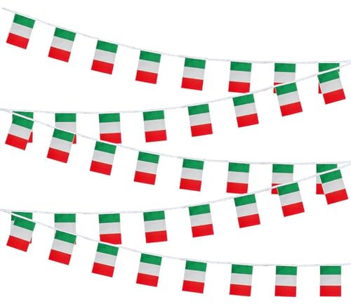 40 Bandera Italiana 14 x 21cm, 10 Metros Guirnalda de Banderas, para el día Nacional, Eventos Deportivos, Decoración de Bares
