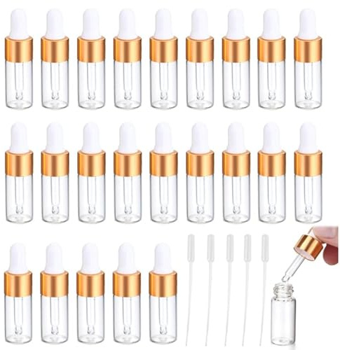 PacuM 50 Stück Mini Pipettenflasche 5ml Transparente Glasflasche | mit Tropfpipette Mini-Tropfflaschen Nachfüllbarer Kleiner Probenfläschchen-Behälter für Ätherisches Öl Aromatherapie