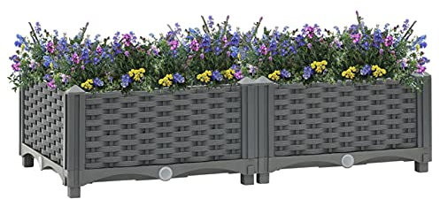 Homgoday Fioriera Rialzata Fioriera Rialzata da Esterno Fioriera Balcone Aiuola Rialzata per Orto Aiuola Rialzata Fioriera da Esterno Orto Verticale da Esterno 80x40x23 cm in Polipropilene z Arredo