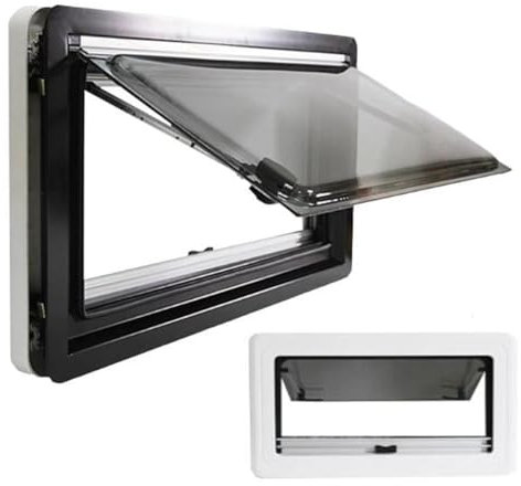 NIKSHI Exhaust window RV window Side window RV window Window with integrated roller blind and fly screen RV External push window for caravans RV, Camper,1100×450mm