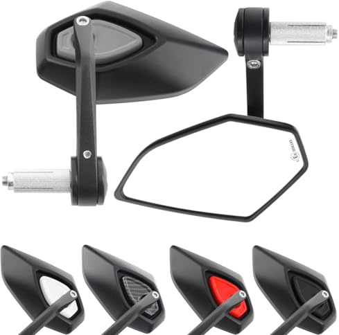 Area1 universal Motorrad Lenkerendenspiegel Rückspiegel Paar e-geprüft kompatibel mit Duke SMC/R MT07 MT09 Z900 Z650 Z500 Z125 CMX CB500 Hornet SV650 ER650 ER6N Eliminator Vulcan (Grau)